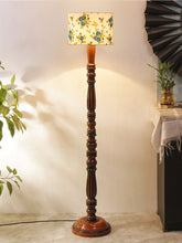 Multicolor Cotton Wooden Floor Lamp